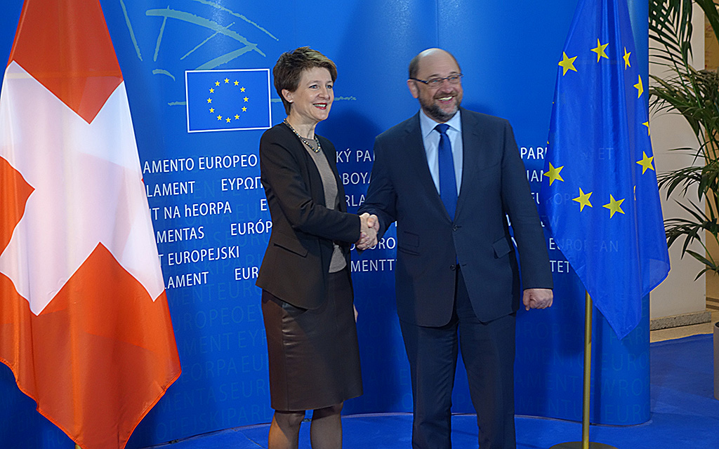 Bundespräsidentin Simonetta Sommaruga mit Martin Schulz, Präsident des Europäischen Parlaments