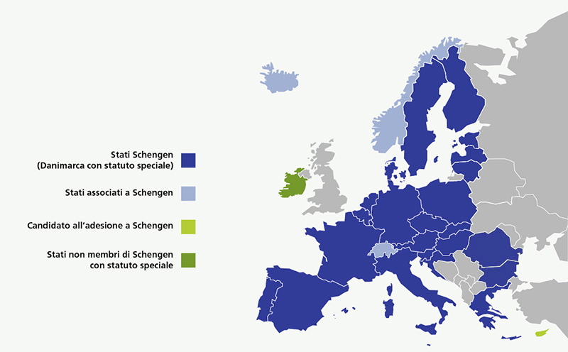 Carta: spazio Schengen
